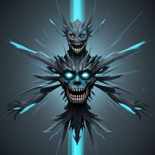 Shiverdrone: Glitching Horror Figure with Cyan Glow