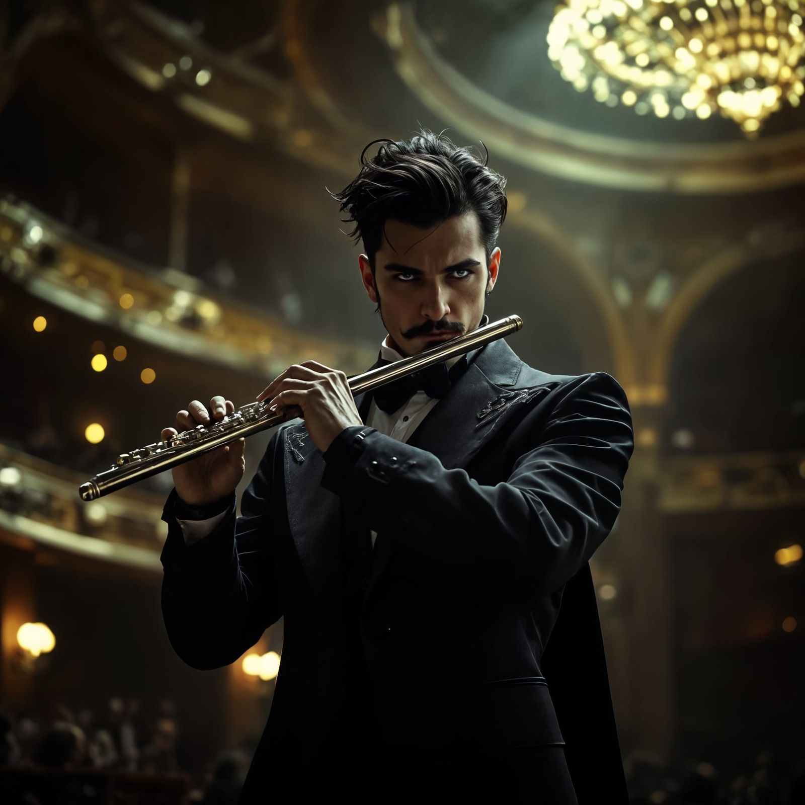 Steampunk Flute Virtuoso on Opera Stage