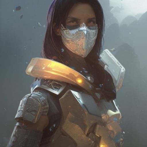 Masked Death in Ruins: Hyperdetailed Concept Art