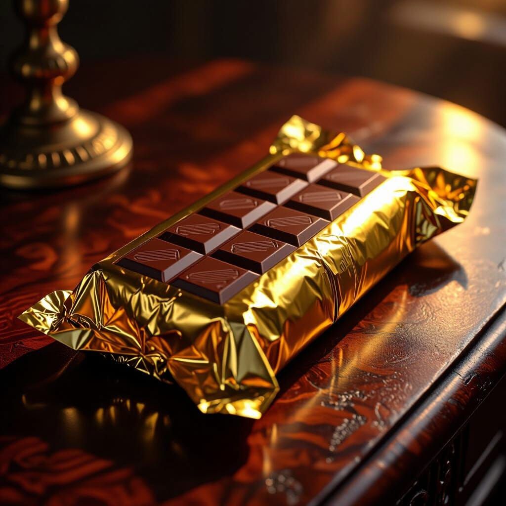 Luxurious Chocolate Bar in Golden Foil