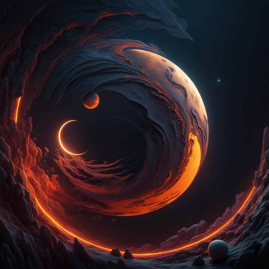 Surreal Crypto Logo: Moon and Dark Matter