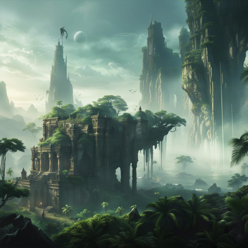 Lush Jungle Planet with Ancient Ruins