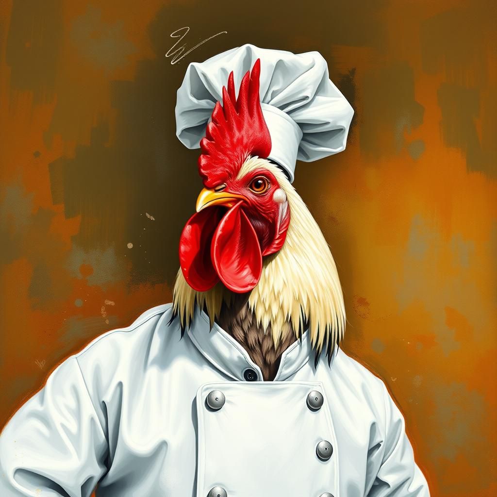 Chef Rooster in Abstract Art Style