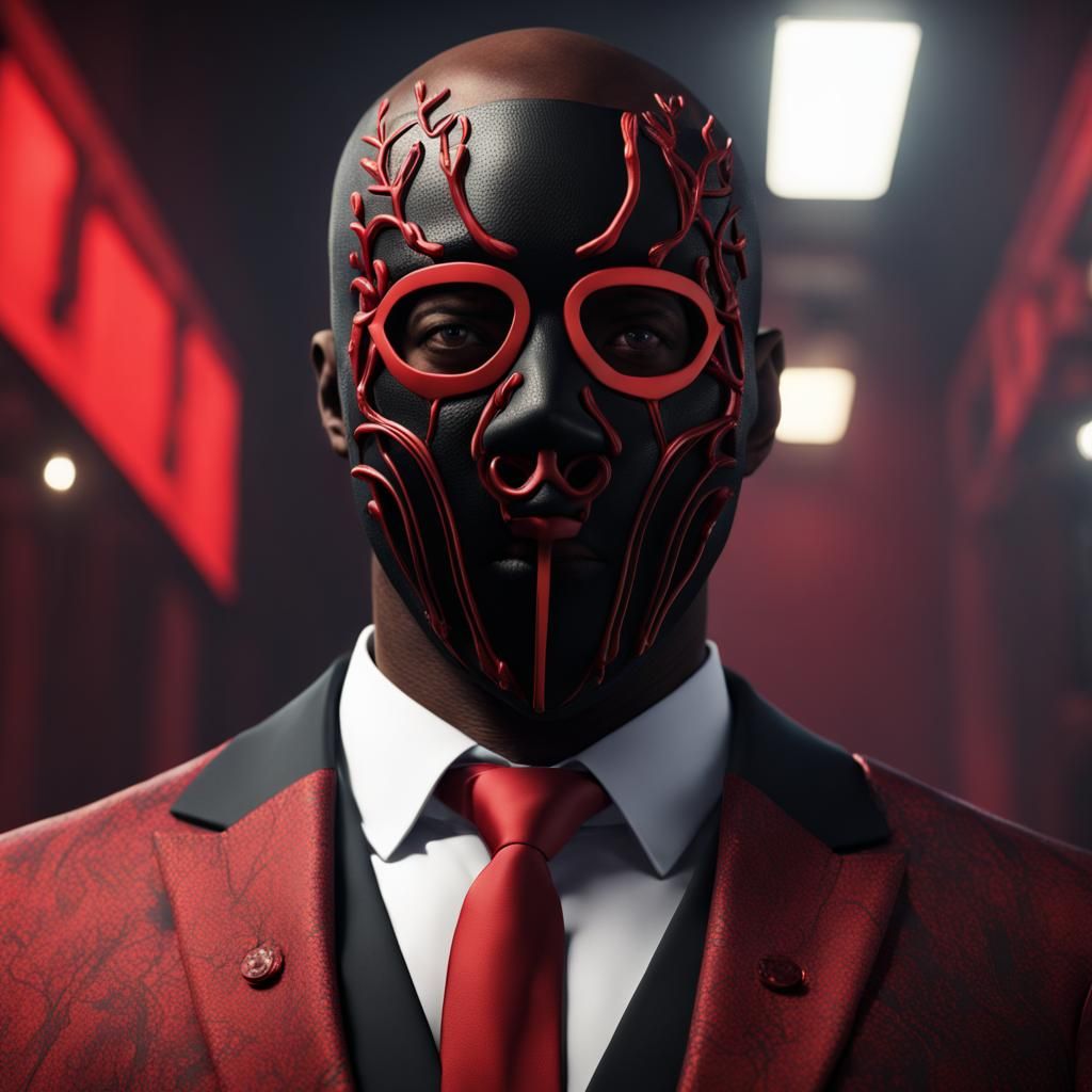 Man in Mask and Suit: Detailed Matte Painting