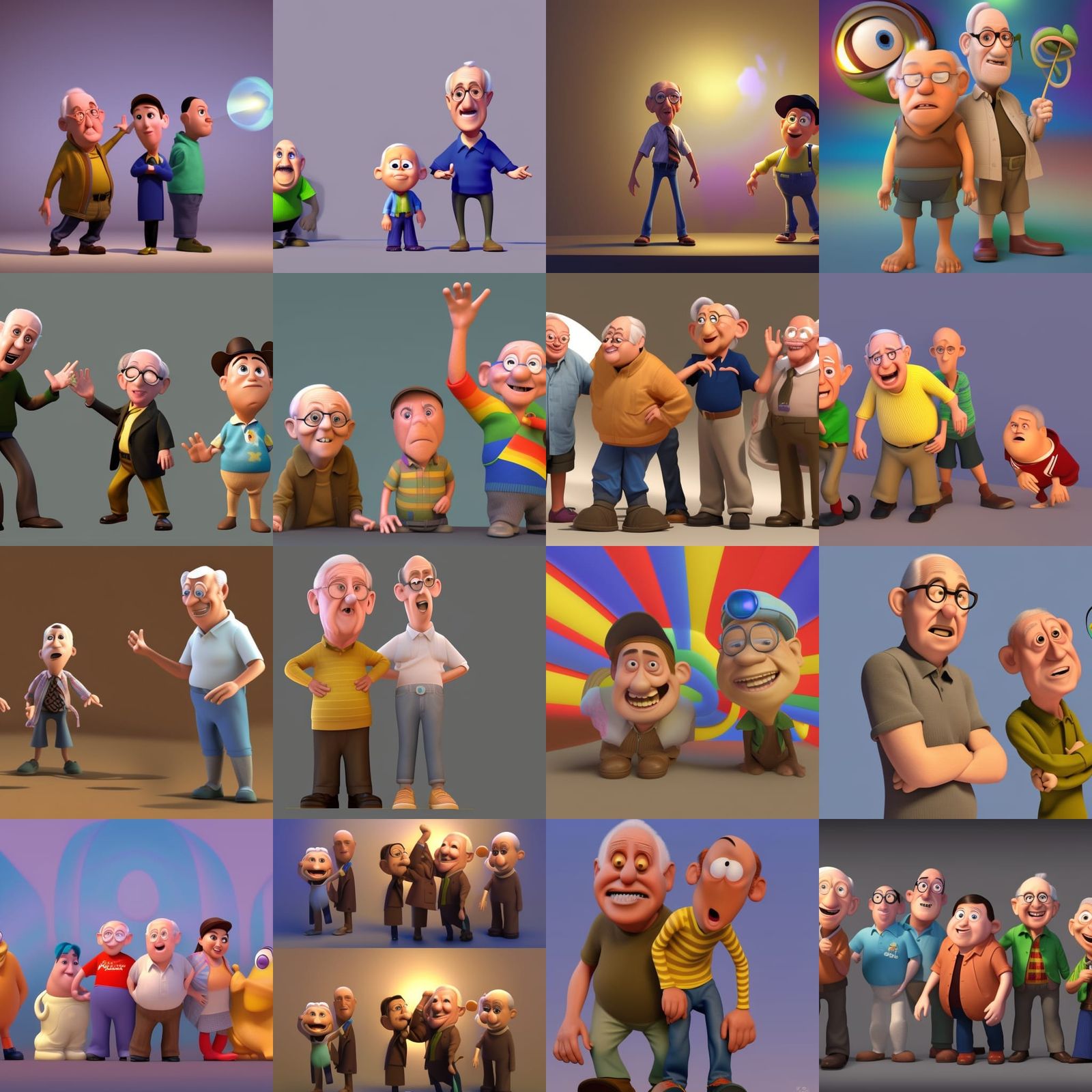 Touching Gay Couple: Pixar-Style 3D Digital Art