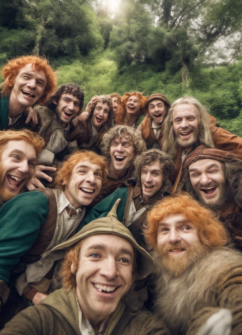 Elves and Hobbits Capture Joyful Selfie
