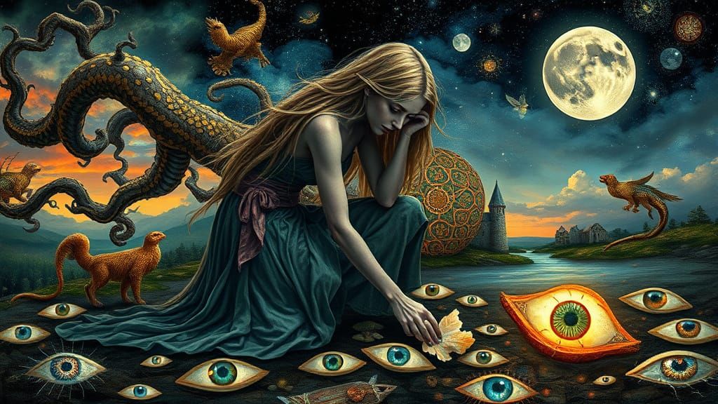 Surreal Bio Art Collage of Glowing Creatures in a Dreamlike ...