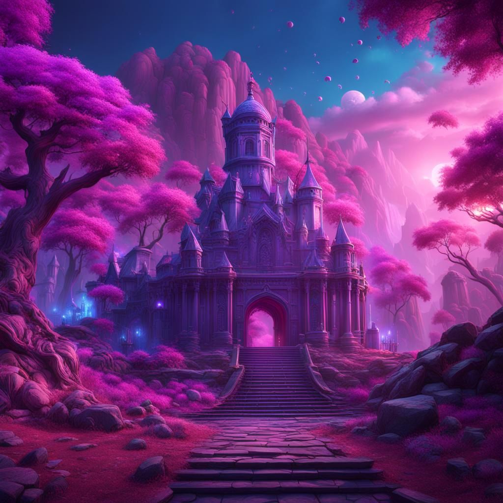 Fantastical Purple Pink and Blue Fantasy Art