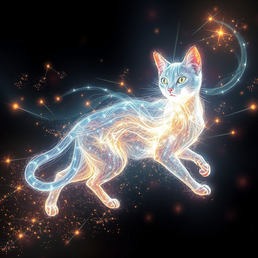 Ethereal Cat Formed from Beams of Light