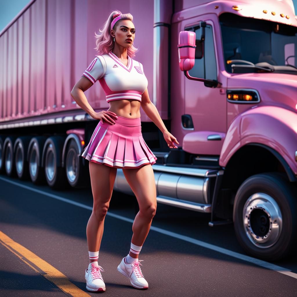Cheerleader Hitchhiking: 3D Rendered Game Art