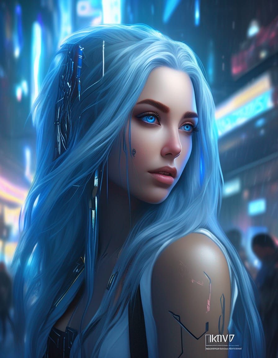 Cyberpunk Goddess Portrait with Neon Lighting