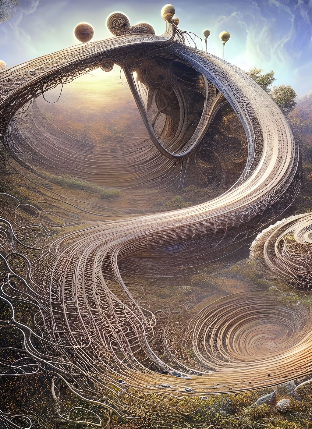 Surreal Ancient Land with Flowing Energy