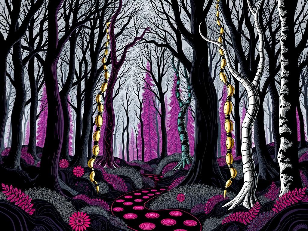 Abstract Black and White Fantasy Forest Art