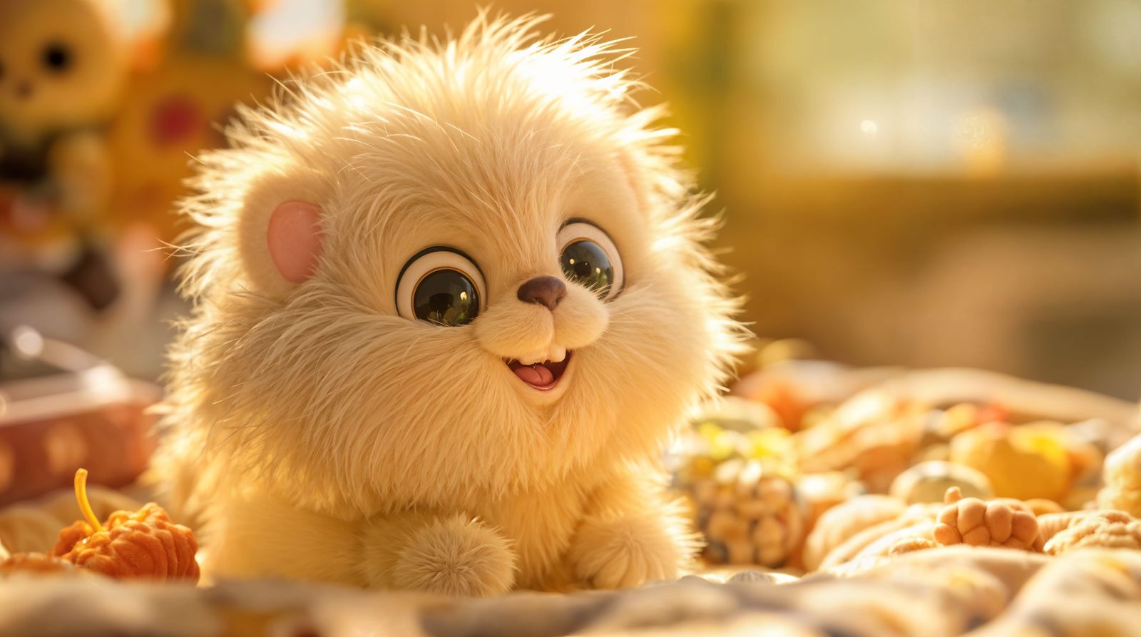 Happy Fuzzy Toddler Critter Portrait in Sunny Day