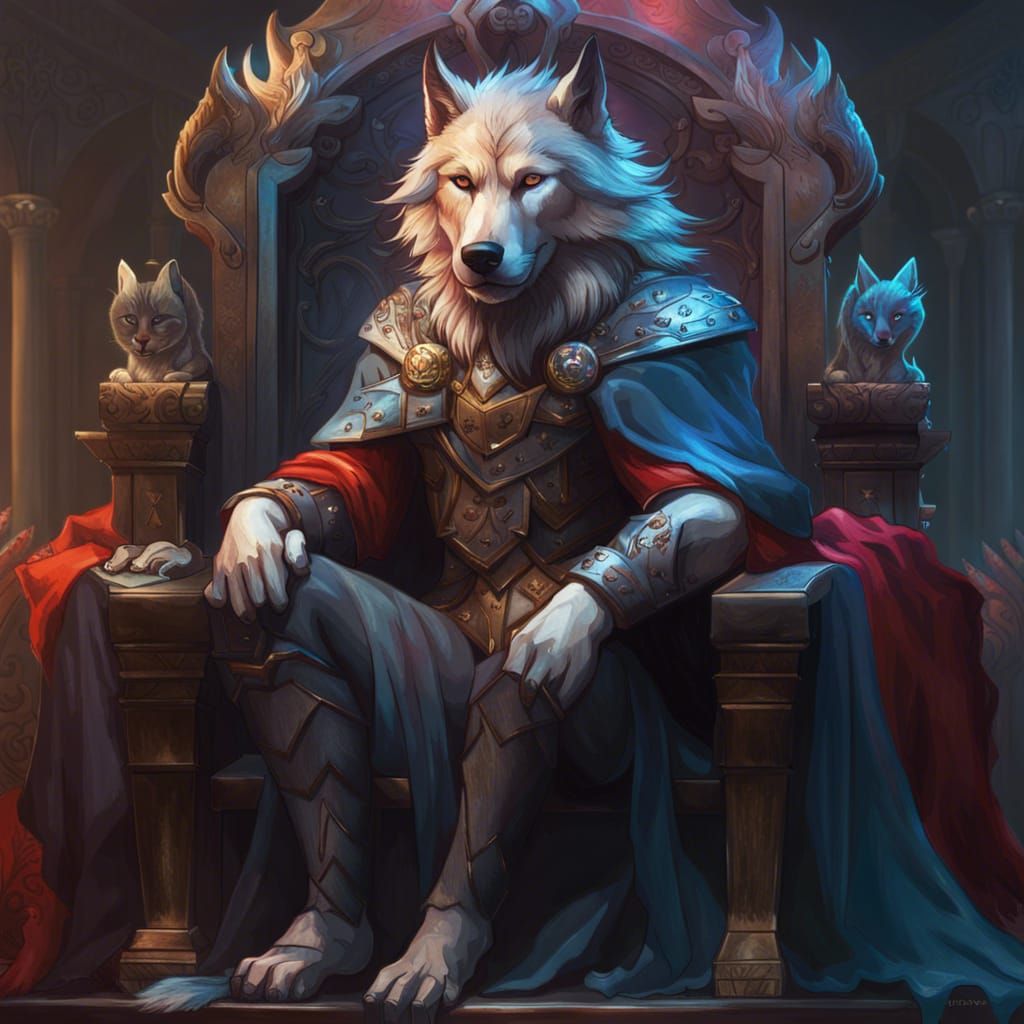 Wolf King Portrait in Hyperdetailed Style