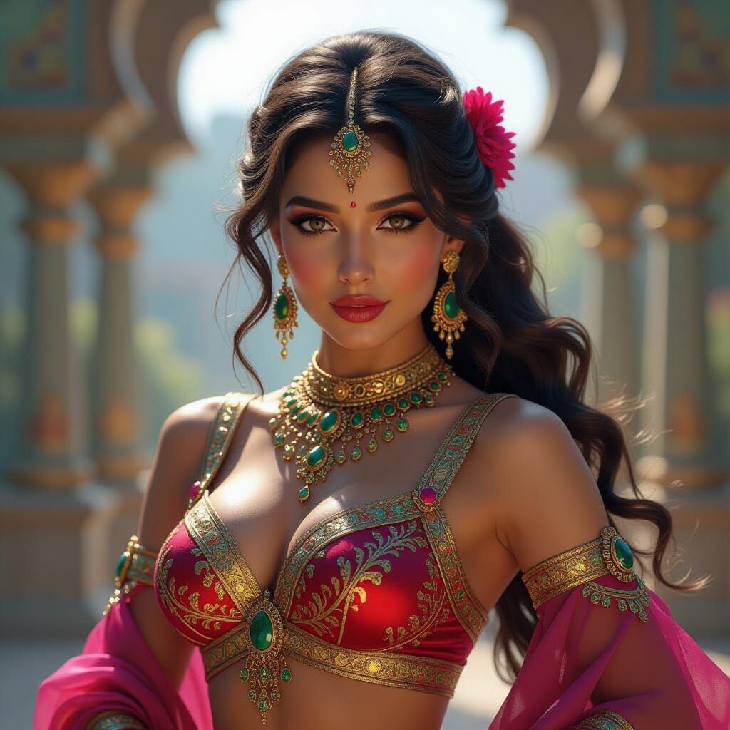 Bollywood Dancer Portrait in Dynamic Fantasy Style