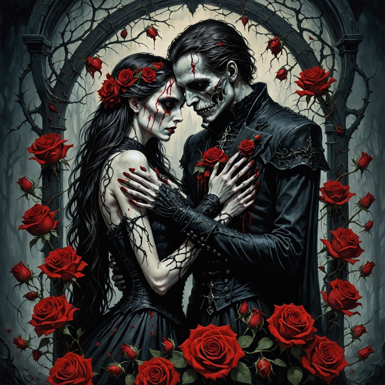 Gothic Lovers in Bloody Embrace