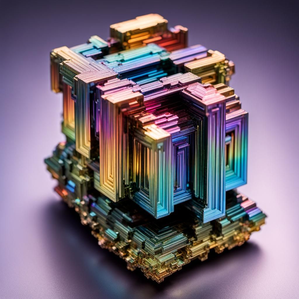 Iridescent Bismuth Crystal Close-Up
