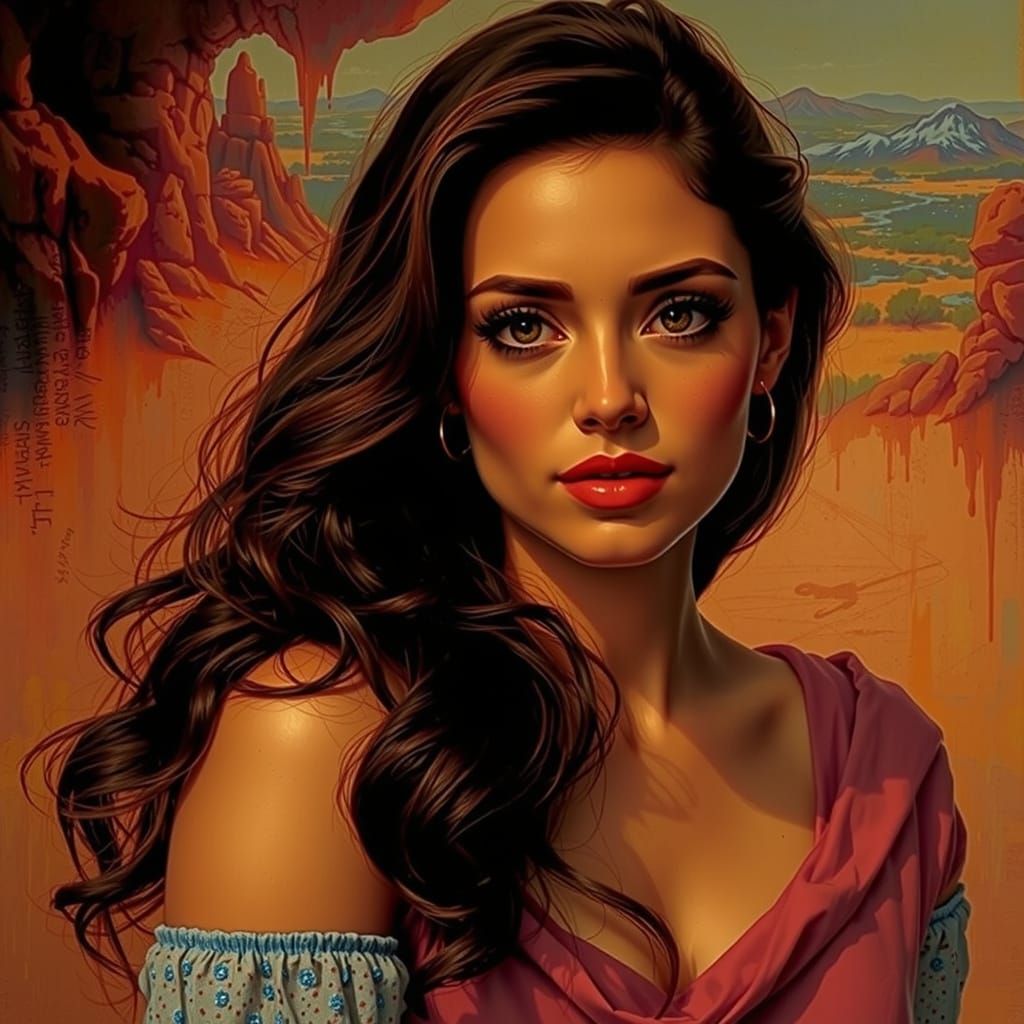 Dreamlike Amoeboid Landscape Painting in Pink, Blue, and Whi...