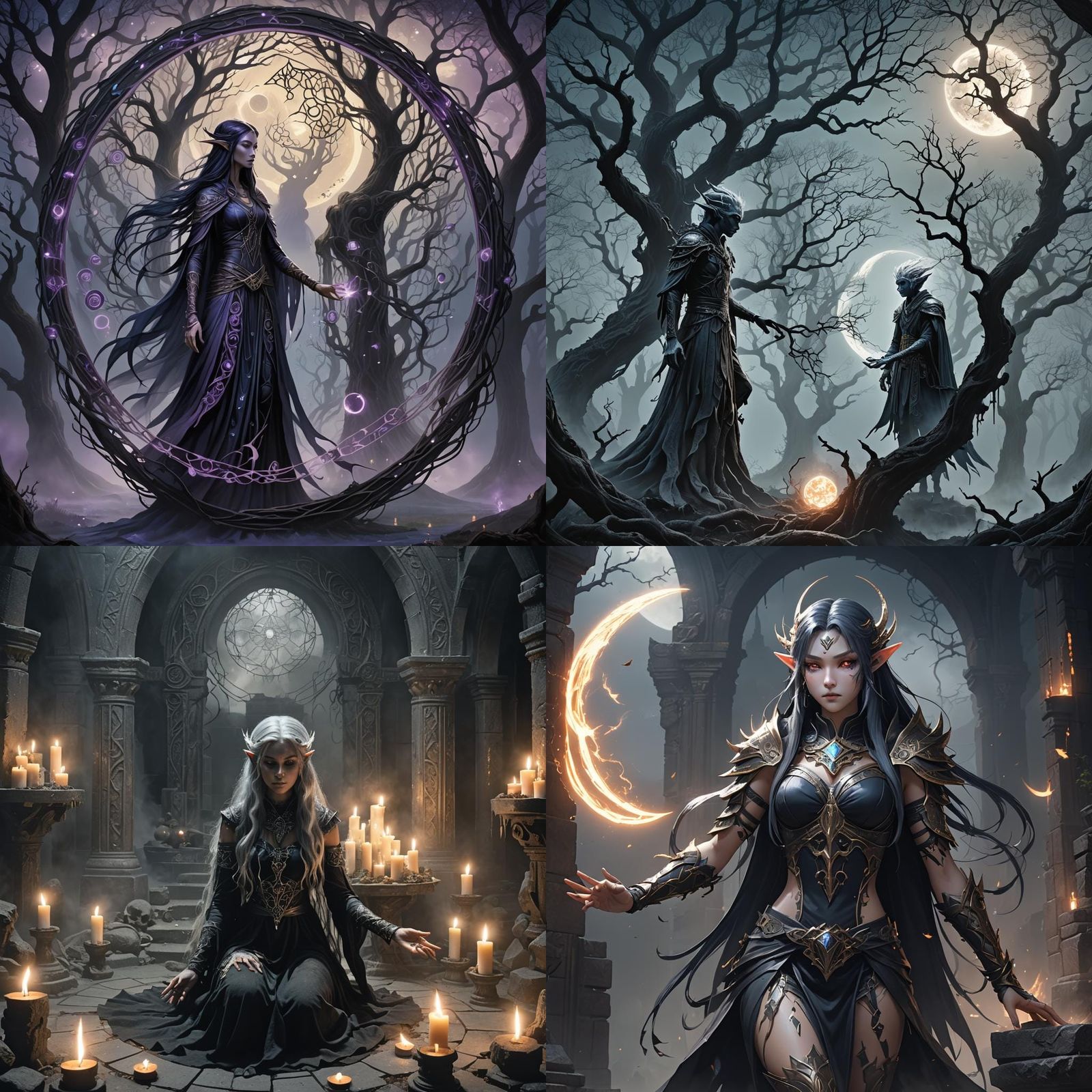 Shadow Elf Magic: Dark Rites in 3D Anime Art