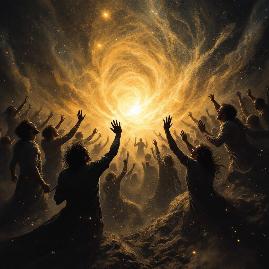 Figures Swallowed by Eternity in Dramatic Chiaroscuro Style