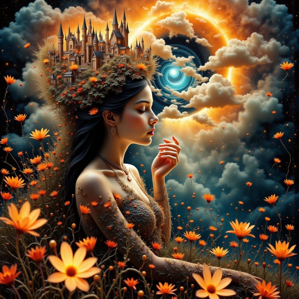 Ethereal Cloud Castle Emerges from Daydreamer's Head