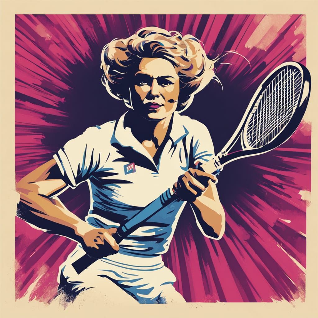 Soviet Propaganda Poster: Female Tennis Player Backhand