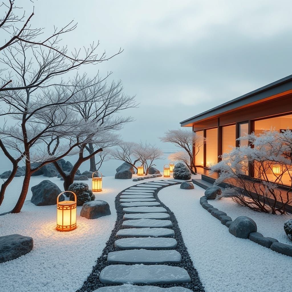 Golden Deer in Zen Garden, Japanese Aesthetic