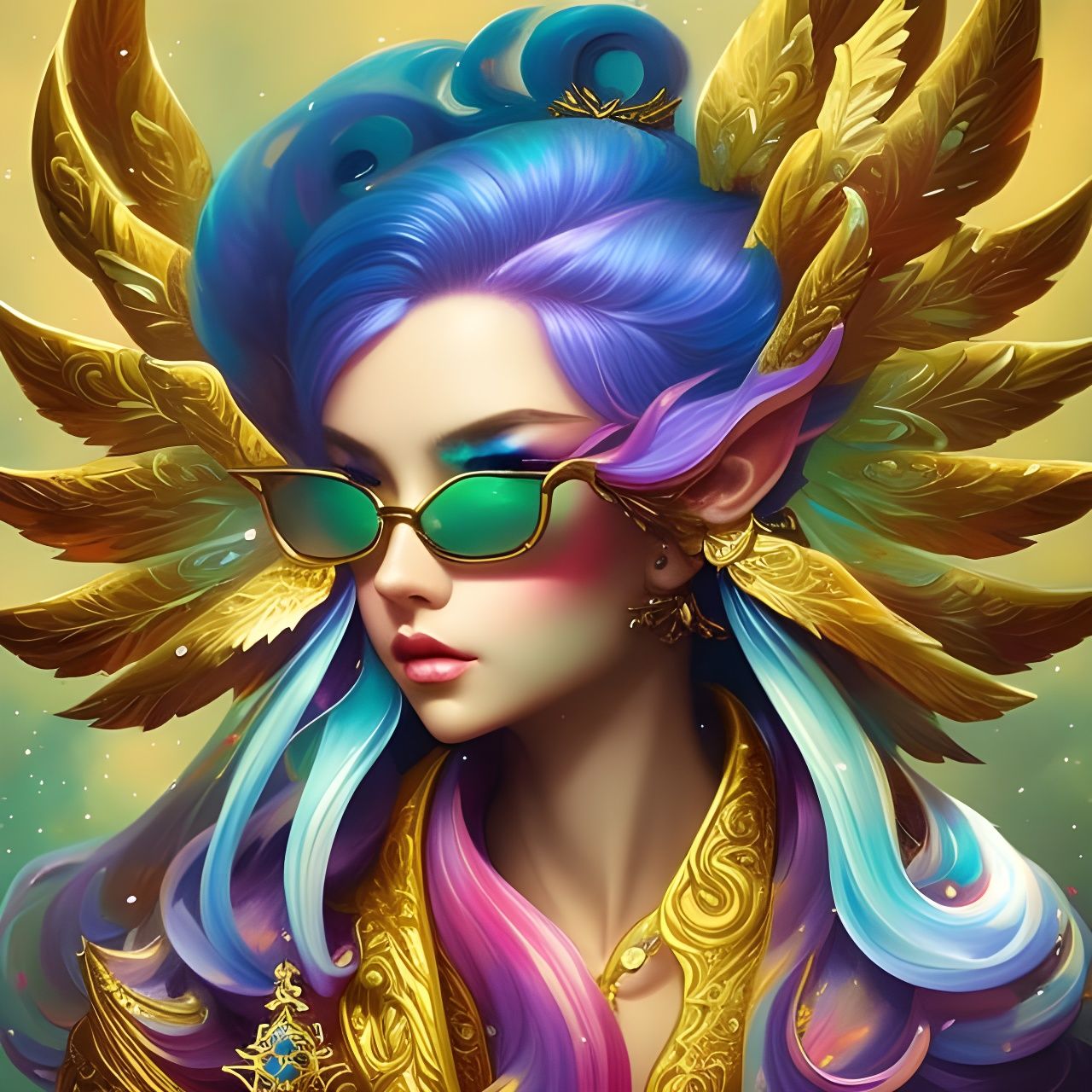 Chibi Crystal Elf Portrait in Magical Fantasy Style