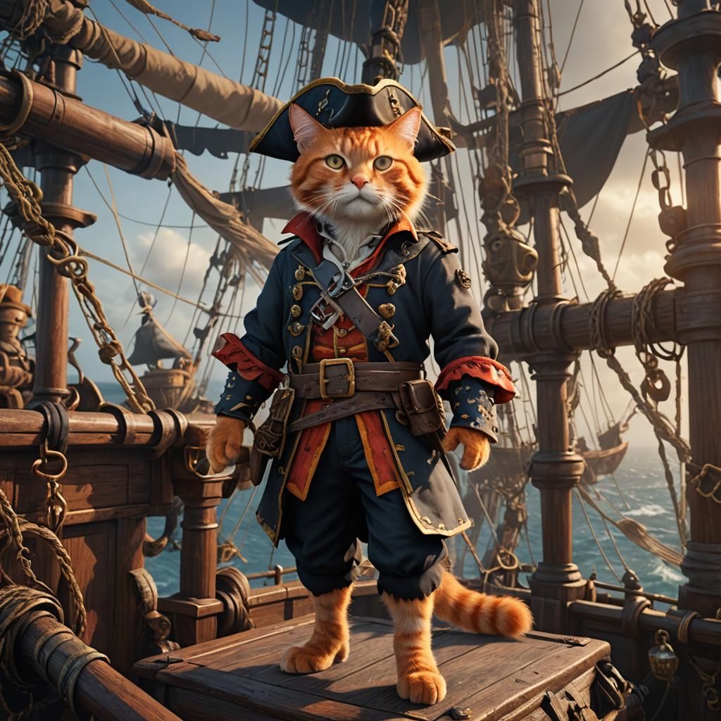 Pirate Cat in Crow's Nest Concept Art