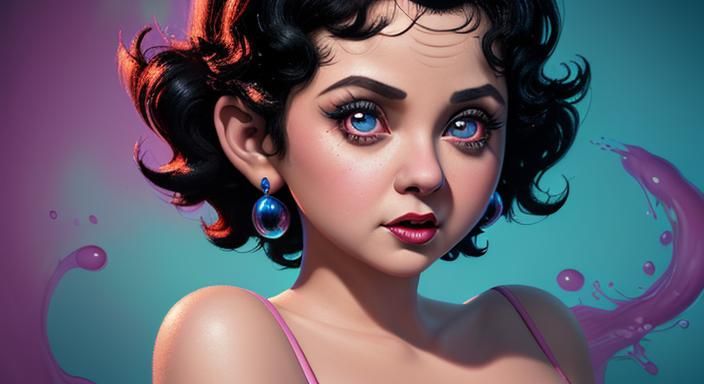 Hyperrealistic Betty Boop Splash Art Portrait