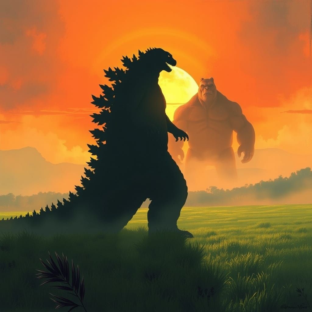 Godzilla's Majestic Shadow Casts a Golden Glow