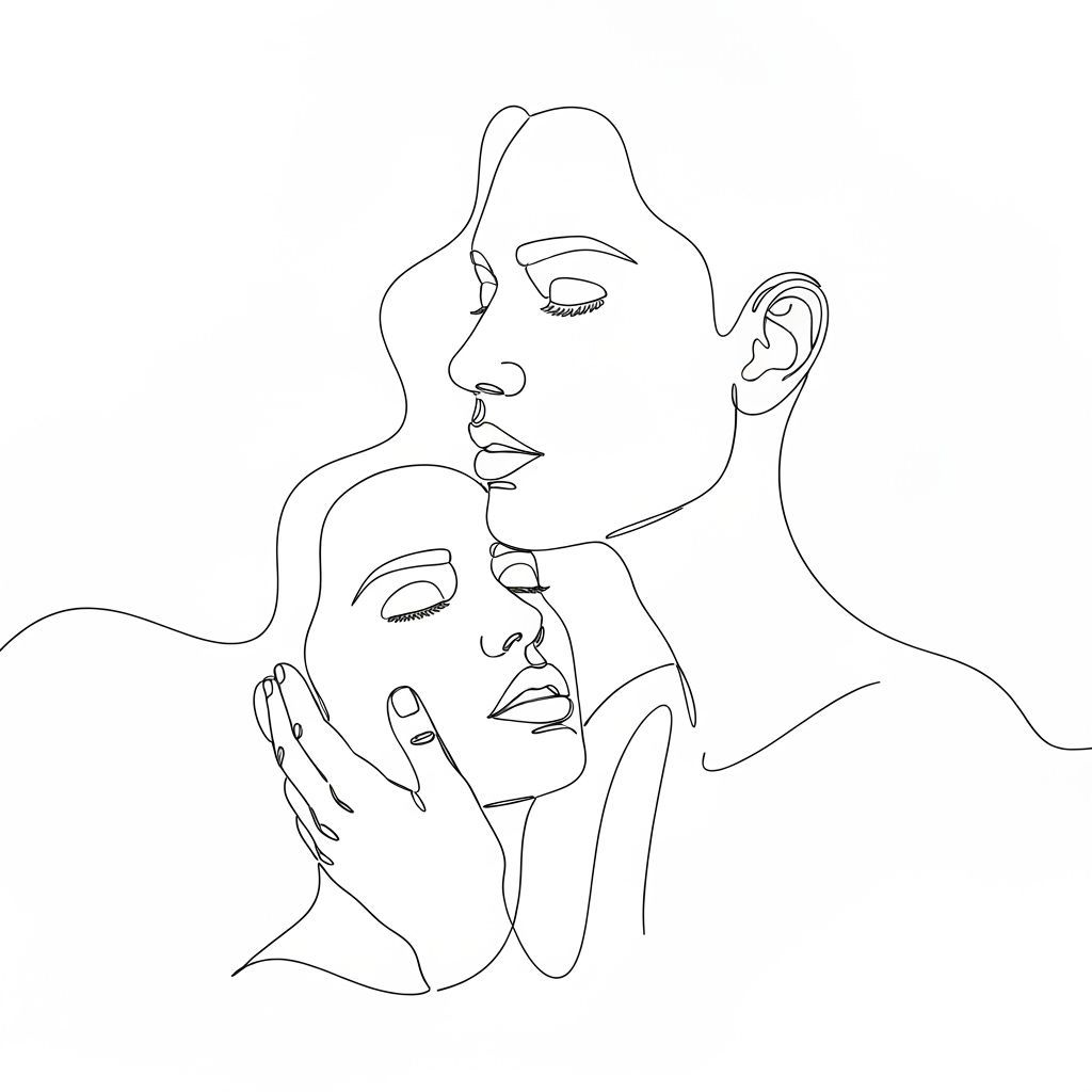 Minimalist Line Art of Intimate Connection