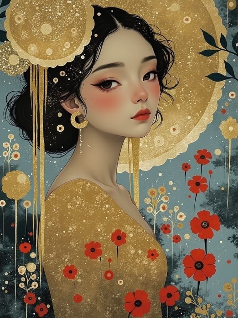 Golden Goddess in Soft Focus, Impressionistic Style