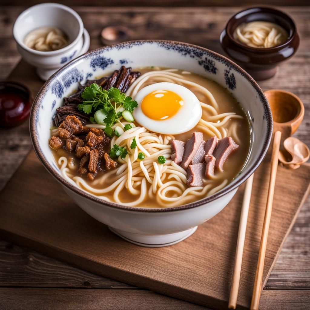 Delicious Tonkotsu Ramen in Macro Photography