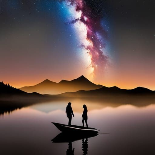 Milky Way Reflection in Graffiti Art Style