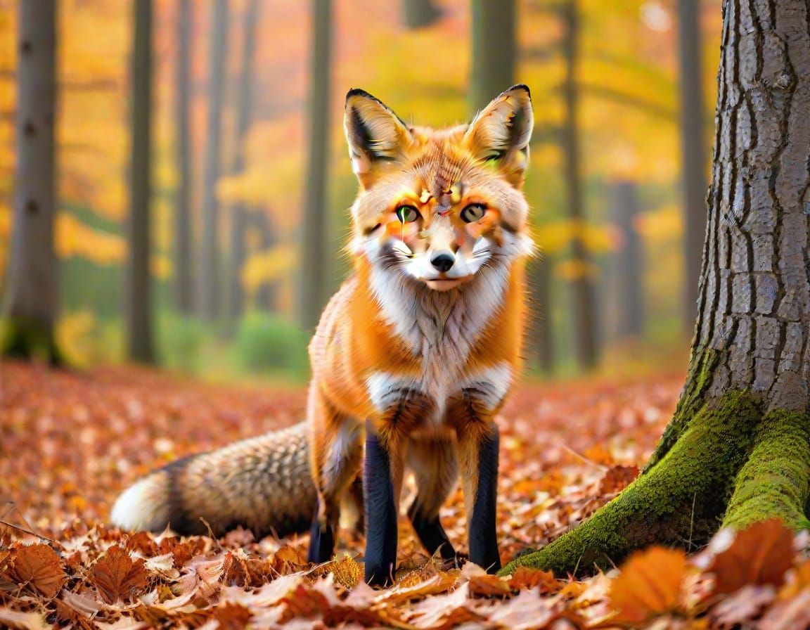 Fox in Autumn Forest