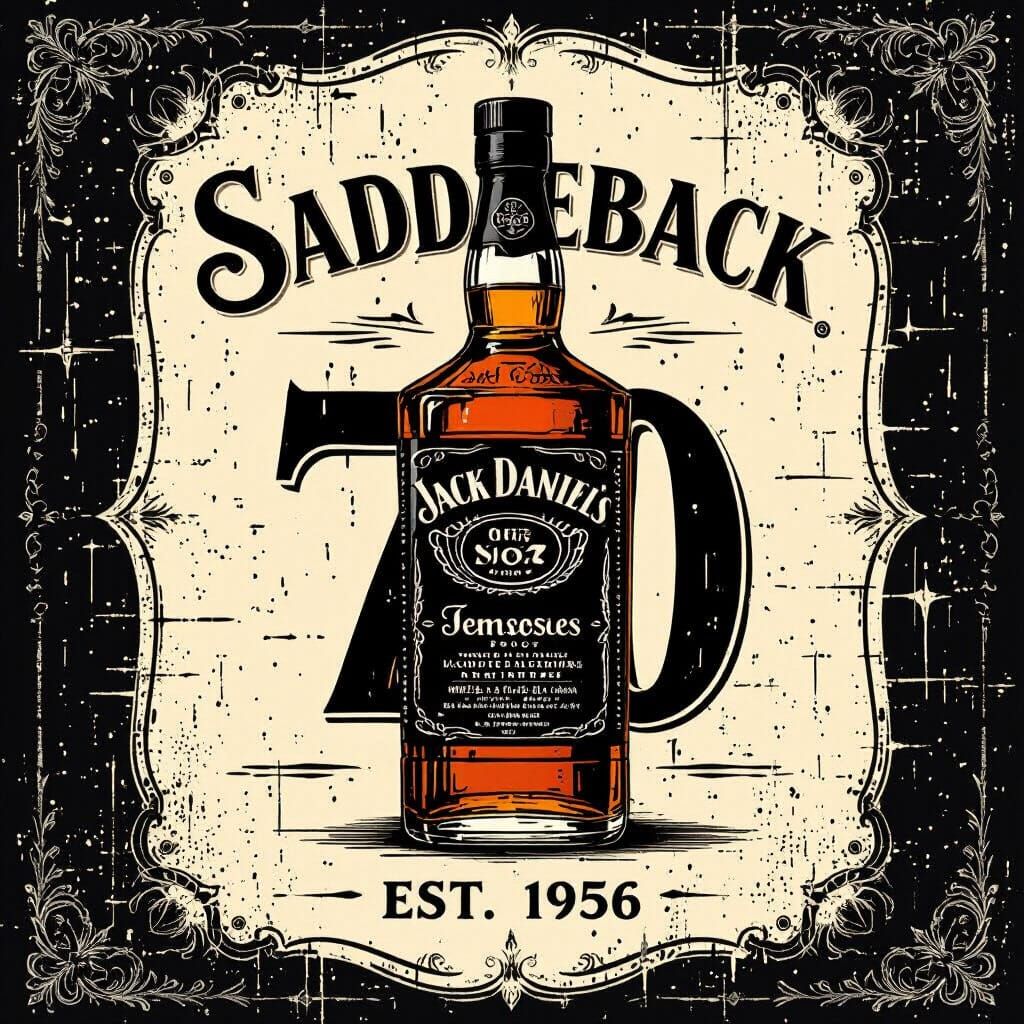 Saddleback 70 Logo in Whiskey Label Style