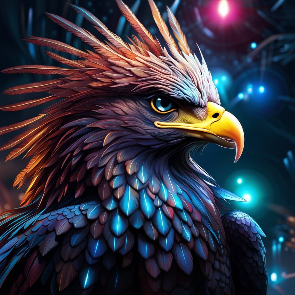 Eagle with Feather Mohawk Digital Art