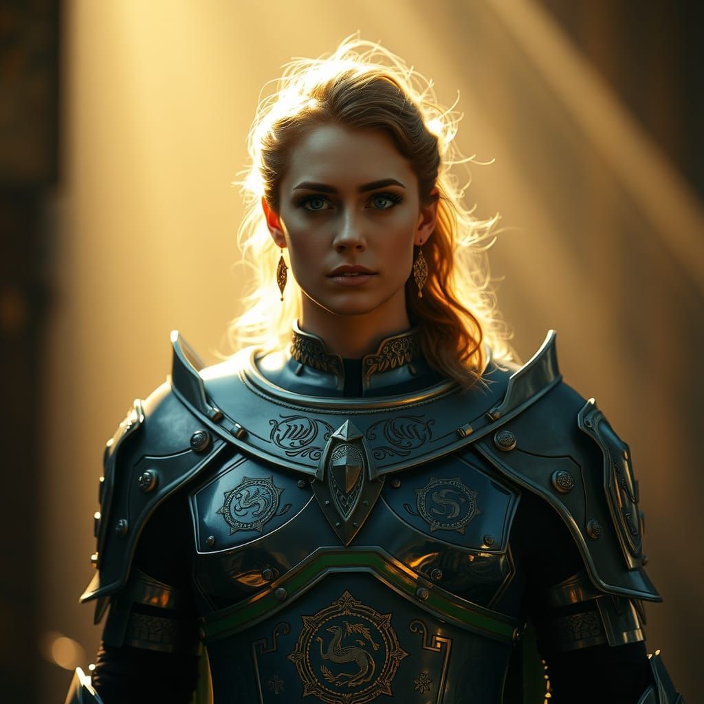 Regal Paladin in Golden Light: Cinematic Heroism