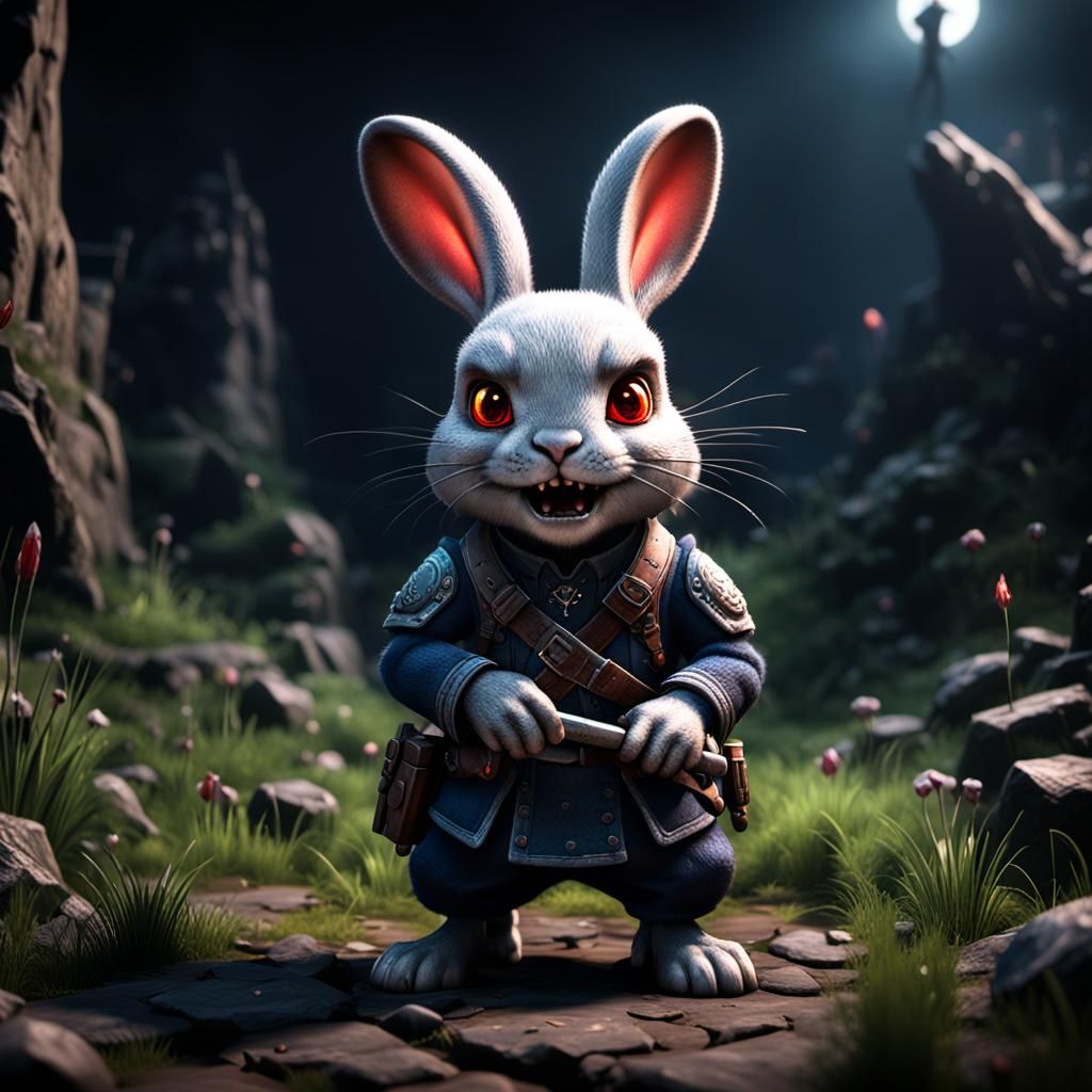 Evil Rabbit in 3D Game Cinematic Style