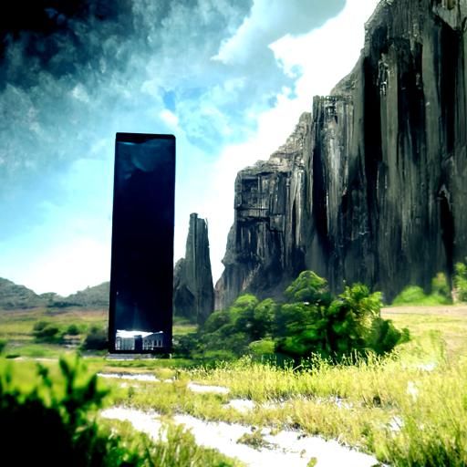 Solitary Monolith in Detailed Matte Painting