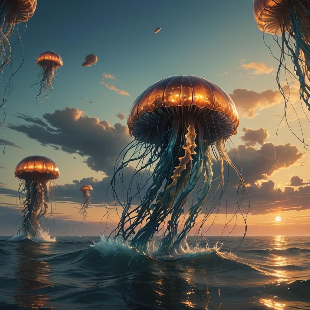 Mystic Sea Creature Emerges at Sunset