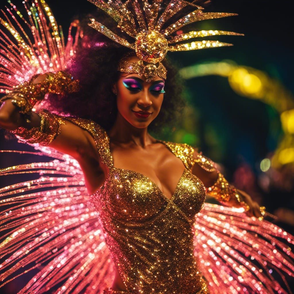 Glittering Samba Dancer in Kinetic Pointillism Style