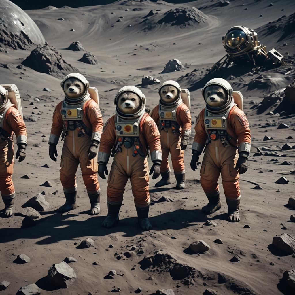 Soviet Otters on the Moon: Detailed Matte Painting