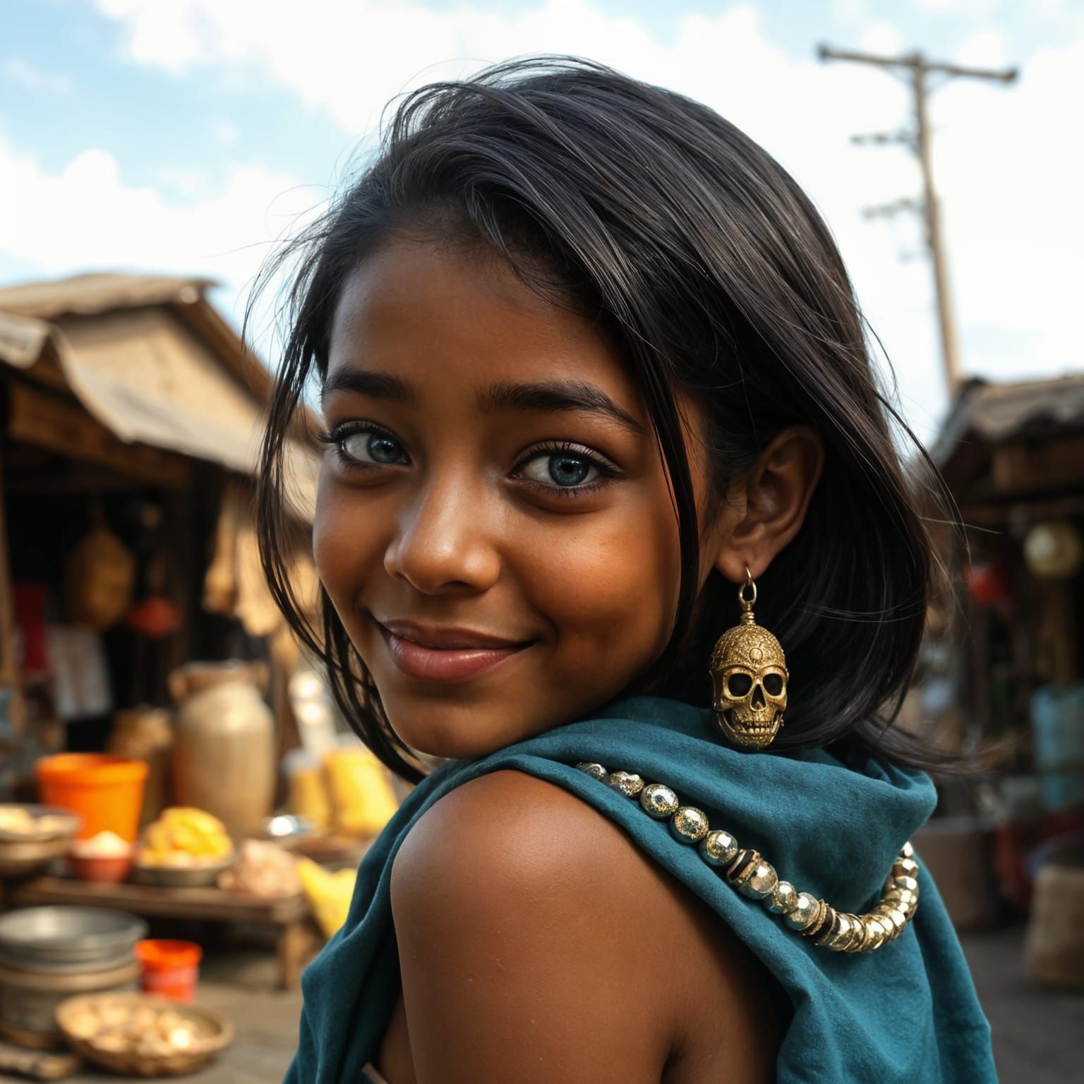Stunning Portrait of a Young Black Girl with a Playful Smile