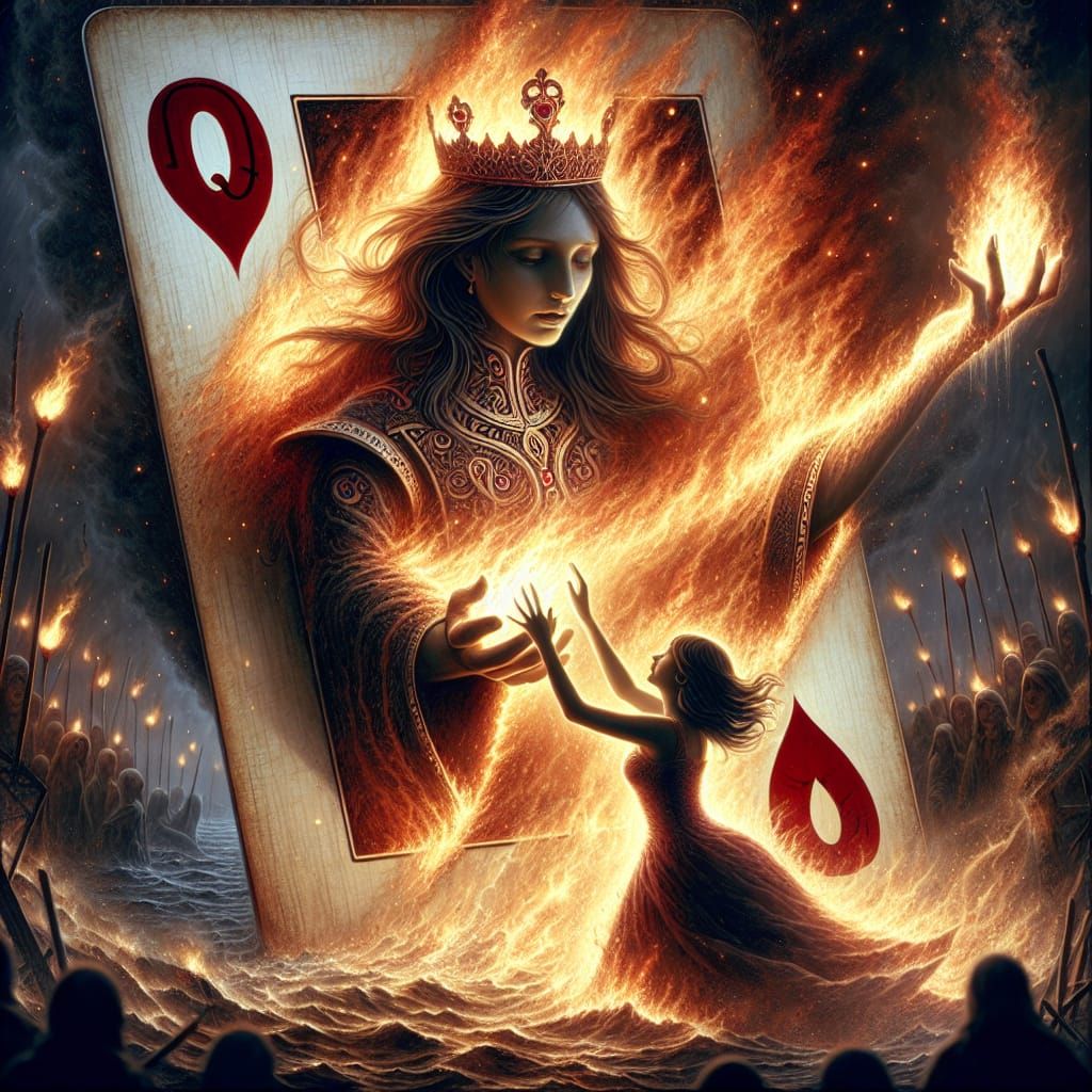 Blazing Fire: Regal Woman and Courageous Girl