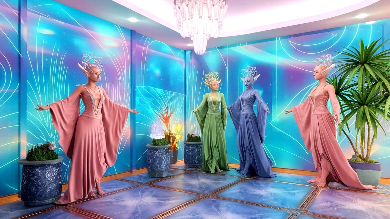 Ethereal Star-Born Beings in Art Nouveau Style