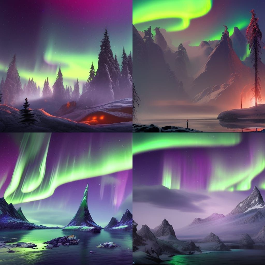 Spectacular Northern Lights Fantasy Concept Art