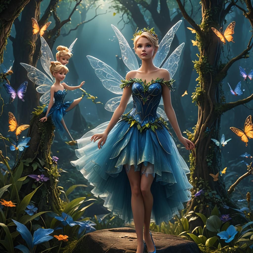 Fairies in Blue Tulle Dresses: Fantasy Concept Art